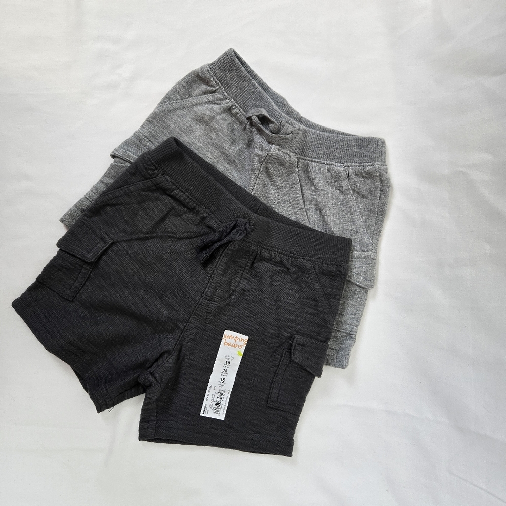 Jumping Beans‎ Boys Dark Light Gray Casual Summer Cargo Shorts 2-Pack 18M New